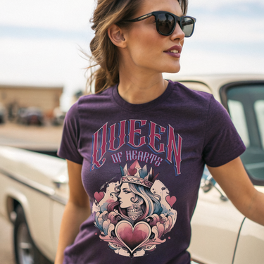 Empowering Queen of Hearts Graphic Tee for patriotic Women